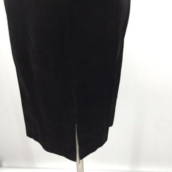 Unique vintage Pia Rucci black suede leather dress 6 BoxD heavily beaded Midi - Picture 5 of 7